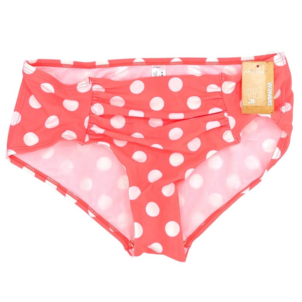 Arizona‎ Polka Dot Bikini Bottom Women's X-Large Coral Pink Cute Swimwear NWT